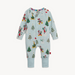 Baby onesie with Christmas-themed  minnie and mickey design on a white background