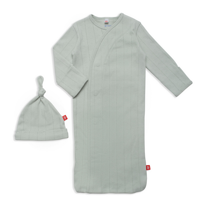 Magnetic Me Magnetic Cozy Sleeper Gown + Hat Set | Love Lines Seagrass