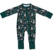 green nutcracker bamboo coverall with diagonal zipper on white background