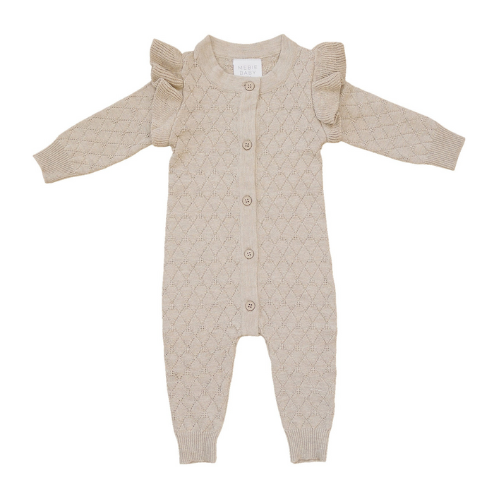 Mebie Baby Knit Button Romper | Oatmeal