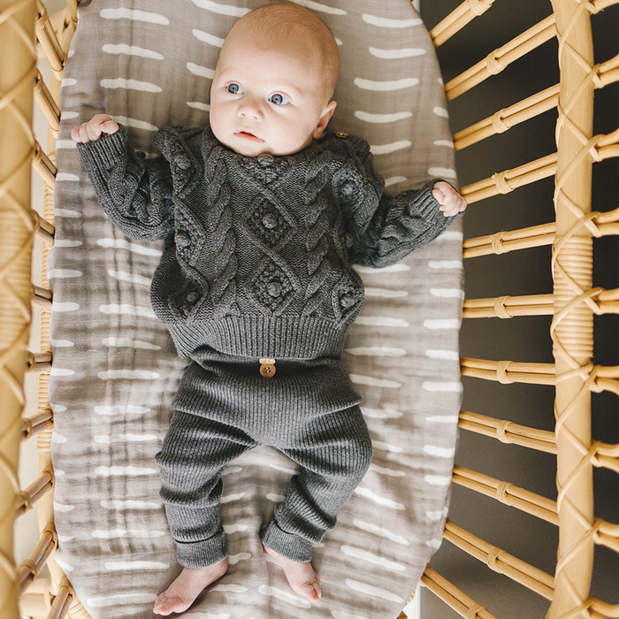 Mebie Baby Cable Knit Sweater | Charcoal