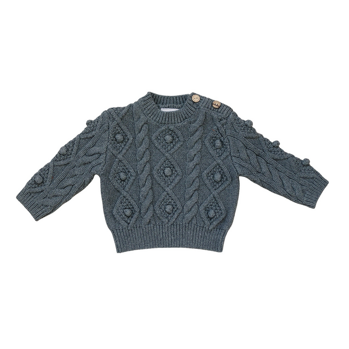 Mebie Baby Cable Knit Sweater | Charcoal