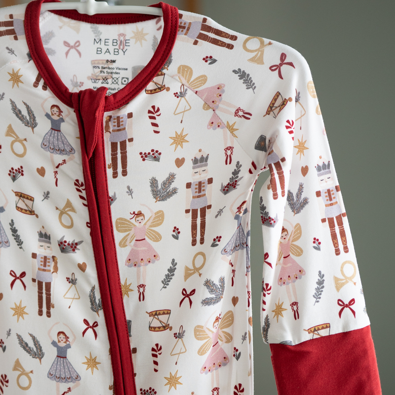 Mebie Baby | Bamboo Coverall | Red Nutcracker