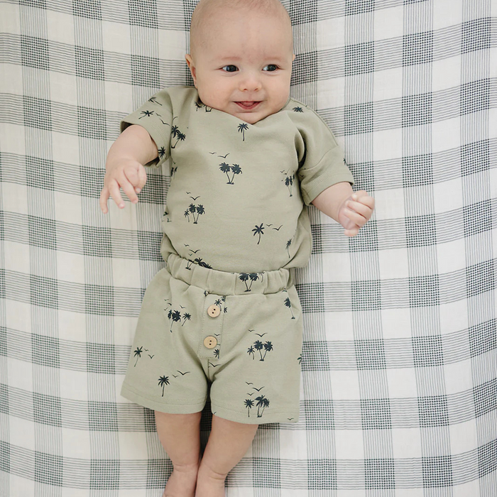 Mebie Baby | Palm Tree Button Short Set