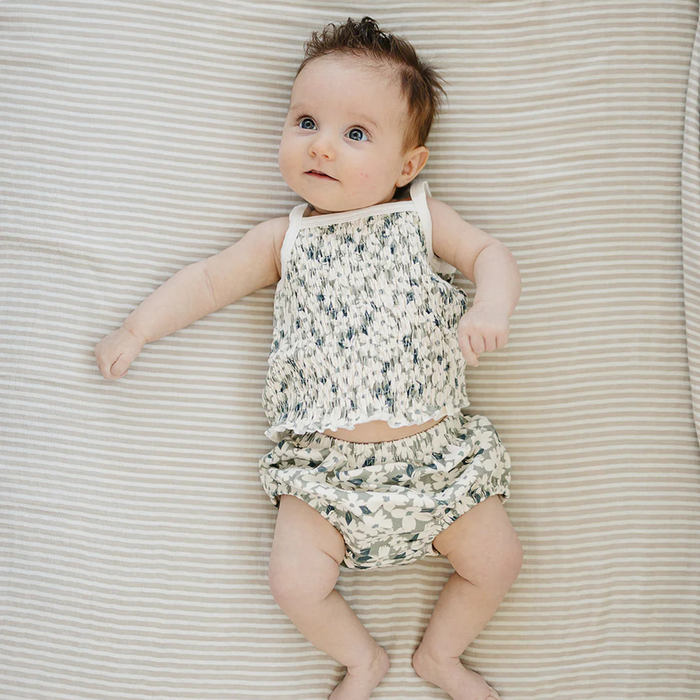 Mebie Baby | Ruched Floral Bloomer Set