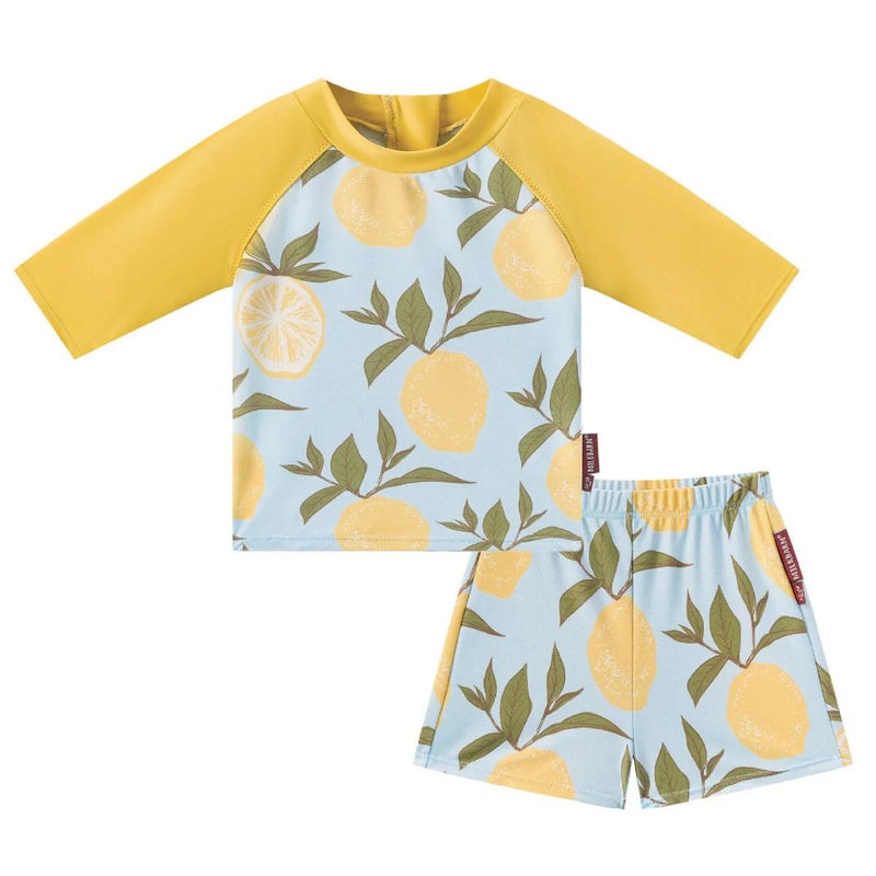 Milkbarn | Zipper Longsleeve Top & Swim Trunks Set | Lemon