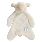 Mud Pie Lamb plush woobie lovey in ivory with blue embroidered cross patch