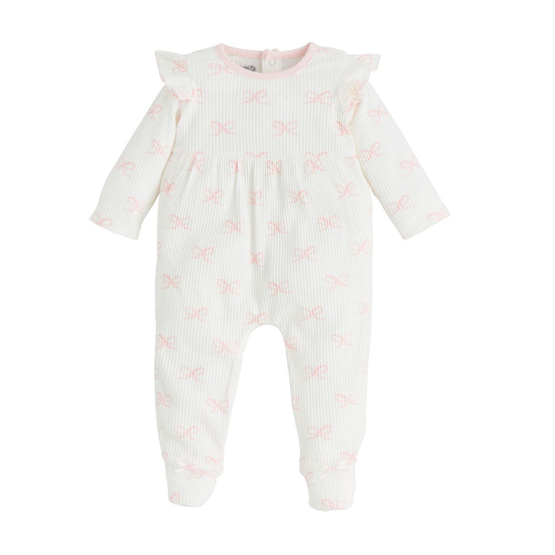 Mud Pie | White Ruffle Baby Sleeper with Bow Detail