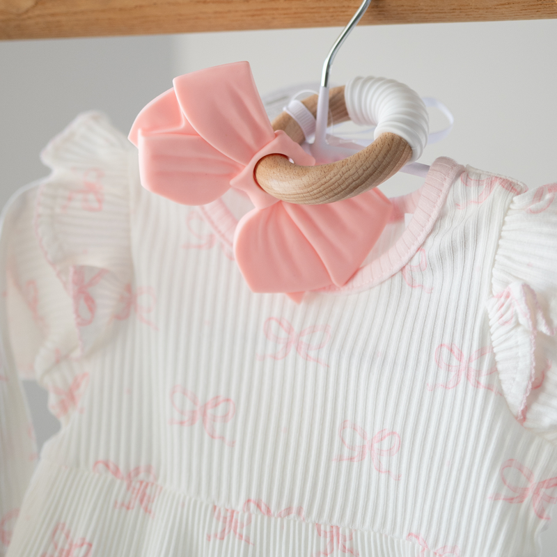 Mud Pie | White Ruffle Baby Sleeper with Bow Detail