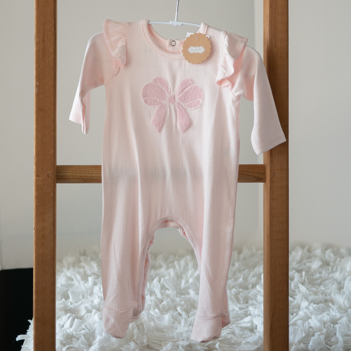 Mud Pie | Pink Ruffle Baby Sleeper with Boucle Bow