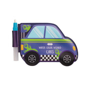 Mud Pie Water Wizard Cars vinyl coloring book shaped like a race car, with water pen