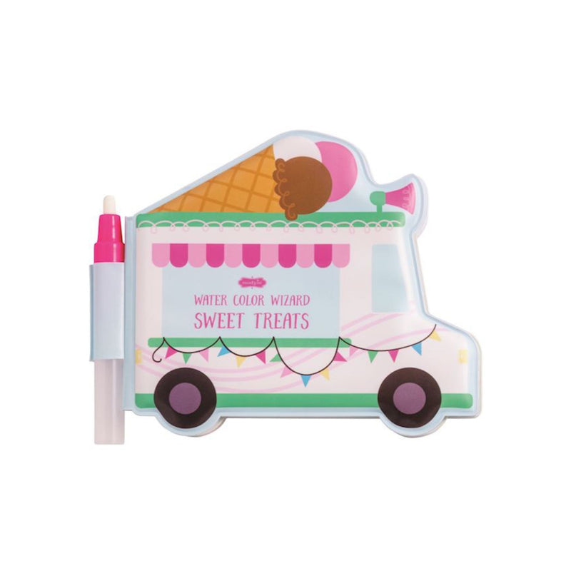 Mud Pie Water Wizard Sweet Treats vinyl coloring book shaped like an ice cream truck, with water pen