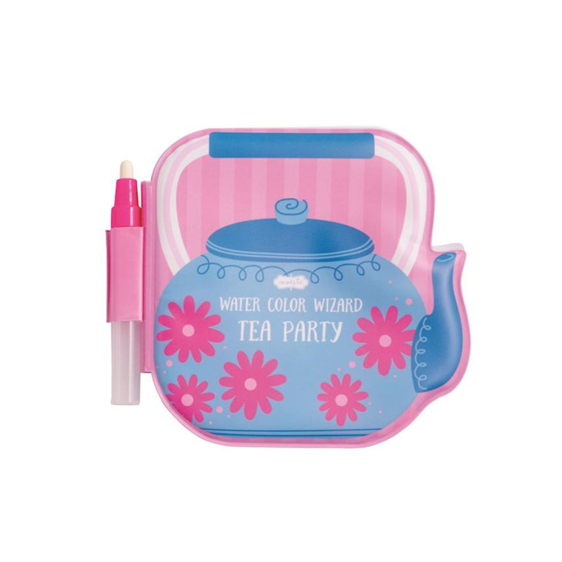 Mud Pie Water Wizard Tea Time vinyl coloring book shaped like a blue teapot, with water pen