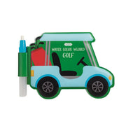 Mud Pie Water Wizard Golf vinyl coloring book shaped like a green golf cart, with water pen