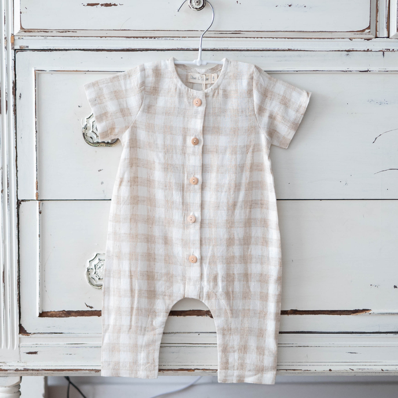 Olive & Cradle | Sami II Linen Jumper | Oat Gingham