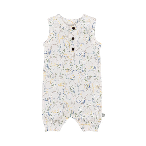 Baby romper with bunny pattern on a white background