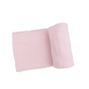 Pink fabric swaddle on a white background