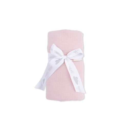 Pink blanket with a white bow on a white background