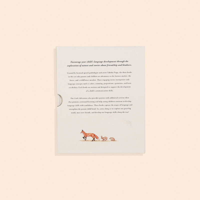 Educational book cover with text and illustrations of a fox and rabbit on a light beige background