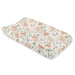 Parker Floral quilted changing pad cover displayed on a contoured pad