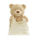 GUND Baby Animated Peek-a-Boo Bear holding satin blanket on white background