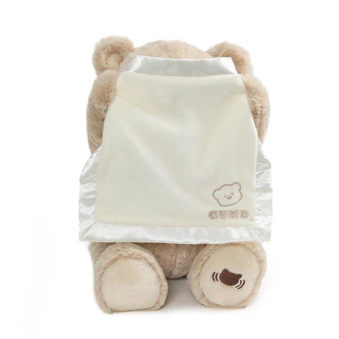 Peek-a-Boo Bear showing blanket and embroidered GUND logo