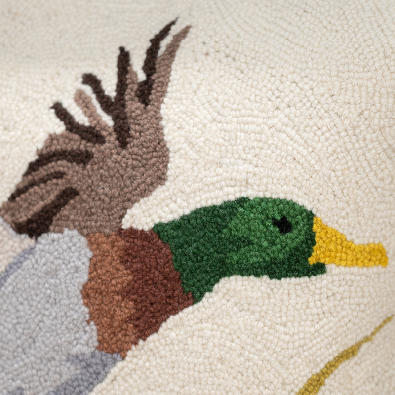 Peking Handicraft | Camp Wandawega Mallard Duck Hooked Throw Pillow