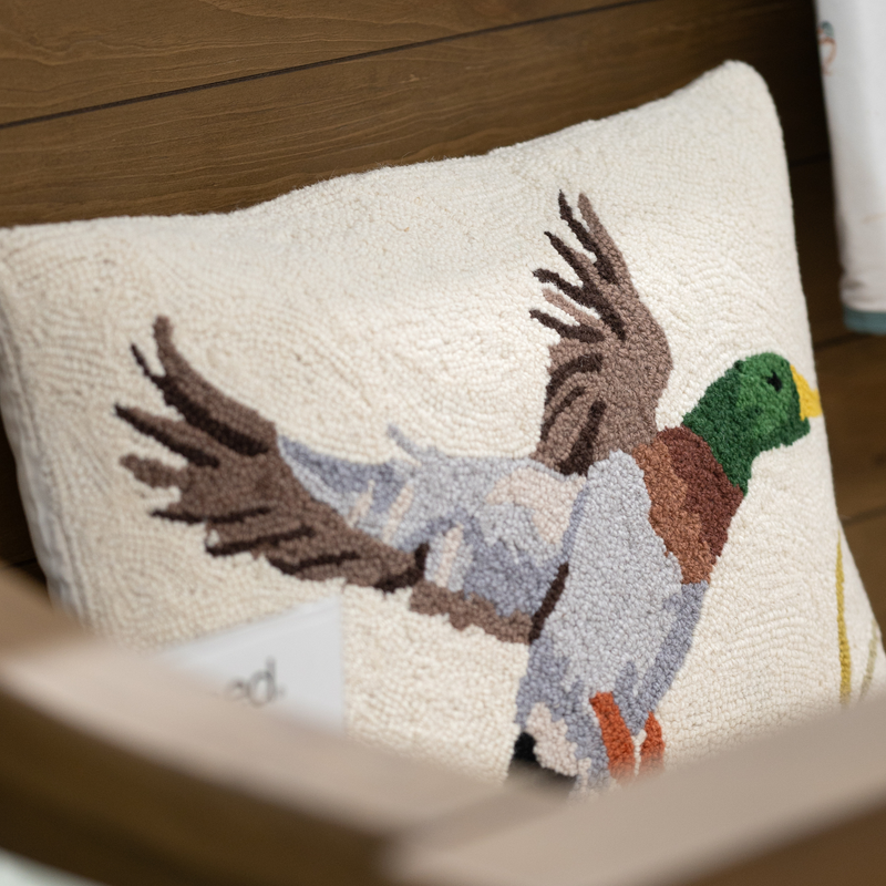 Peking Handicraft | Camp Wandawega Mallard Duck Hooked Throw Pillow