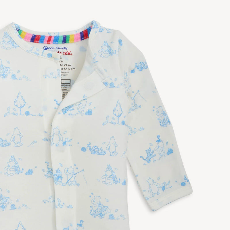 Front view of Pooh in the Woods magnetic footie with easy closures