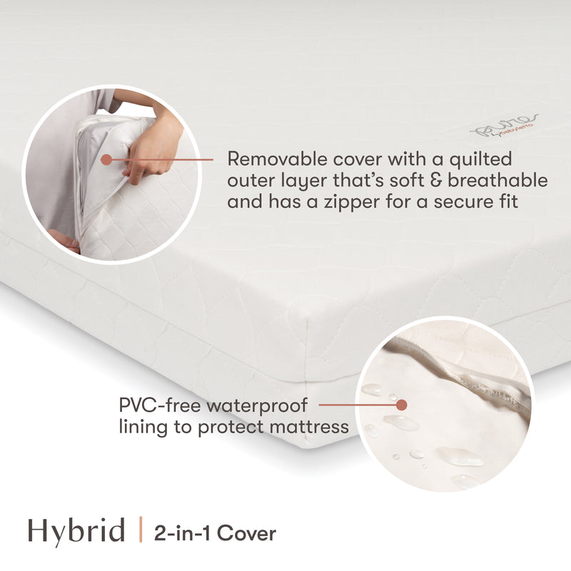 Babyletto Pure Core Midi Crib Mattress w/ Hybrid Quilted Waterproof Cover (Lightweight)
