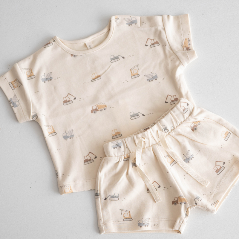 Quincy Mae | Frankie Tee + Shorts Set | Construction Trucks