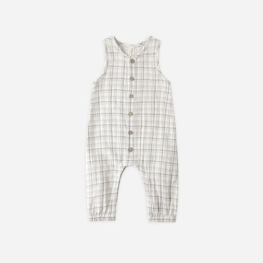 Plaid baby romper on a white background