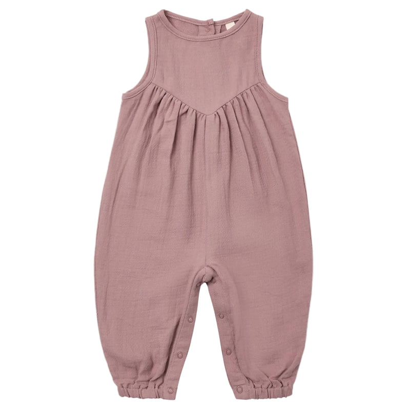 Pink baby romper on a white background