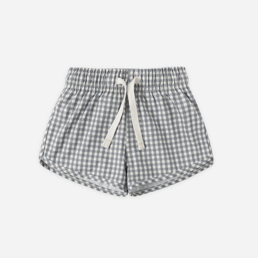 Checkered shorts with a drawstring on a white background