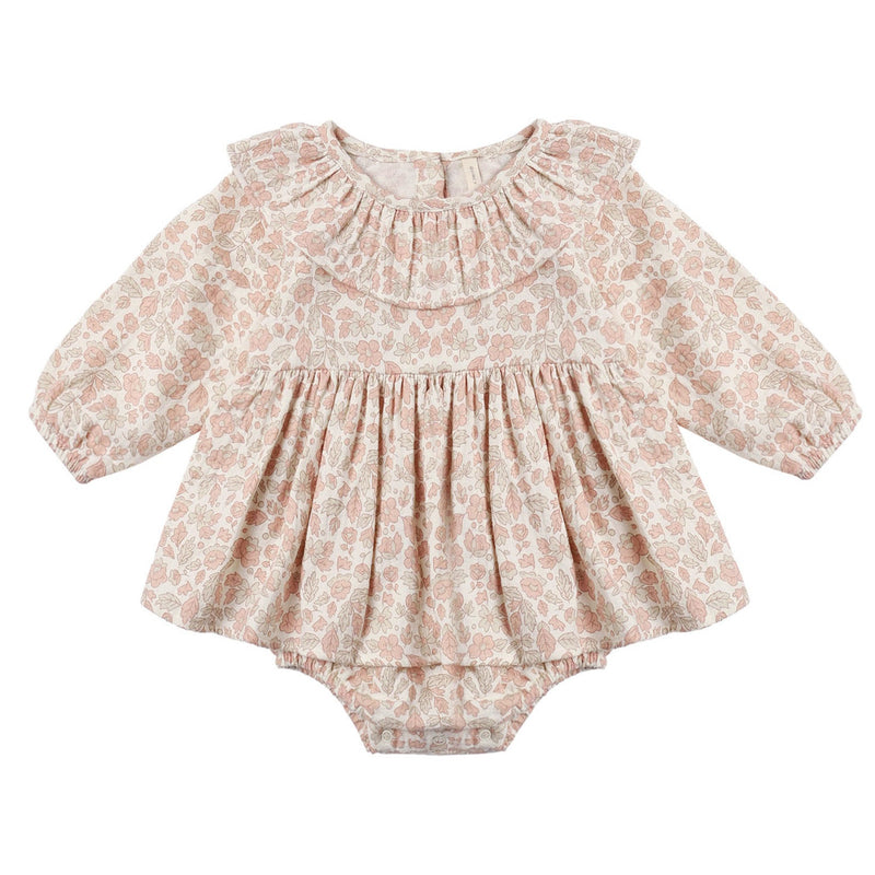Floral baby romper on a white background