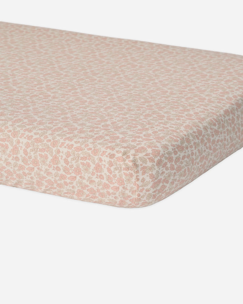 Quincy Mae | Organic Cotton Gauze Crib Sheet | Pink Blossom
