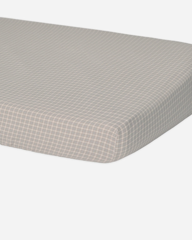 Quincy Mae | Organic Cotton Gauze Crib Sheet | Blue Gingham