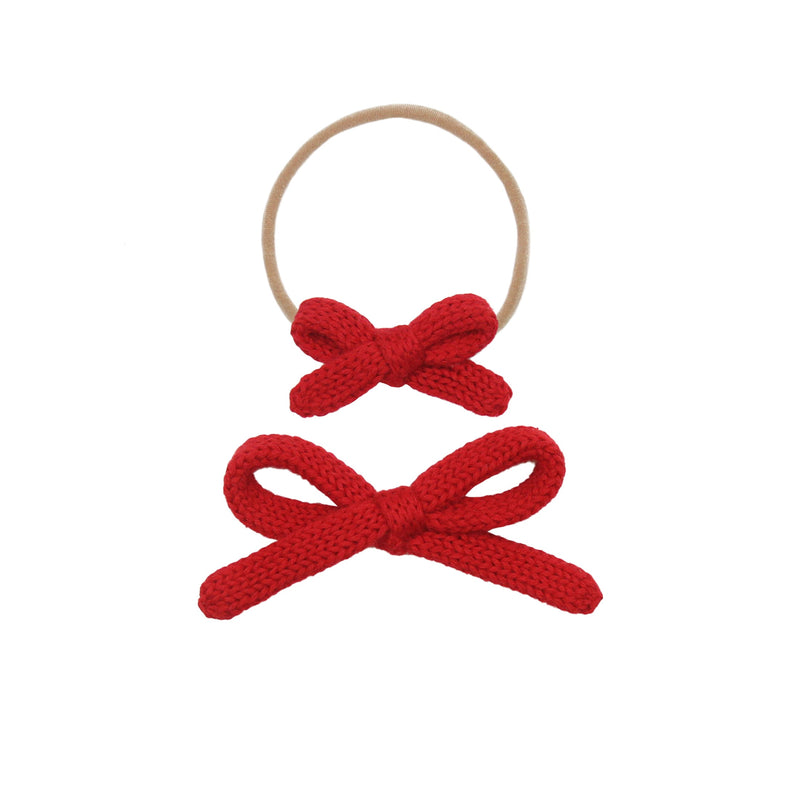 Lou Lou & Co | Sweater Bow Headband |  Small | Red Chunky Knit