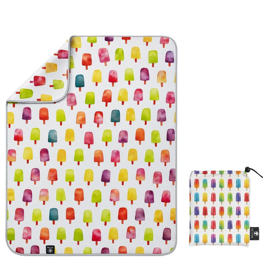 Colorful popsicle-patterned mat with a smaller version of the same design on a white background