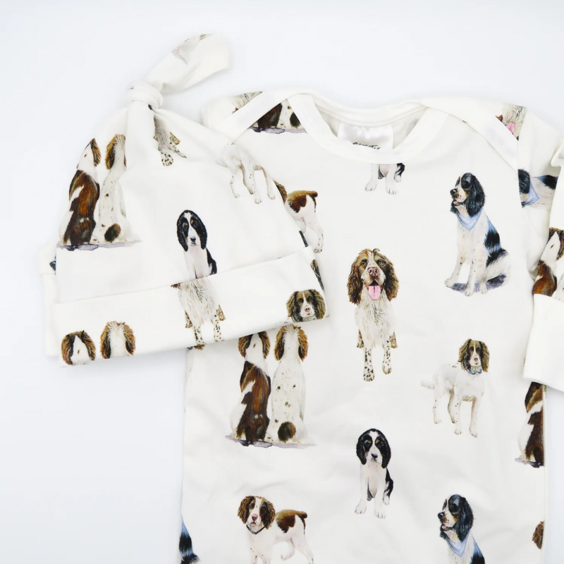 Saltwater Swaddles | Newborn Outfit + Hat | Springer Spaniels