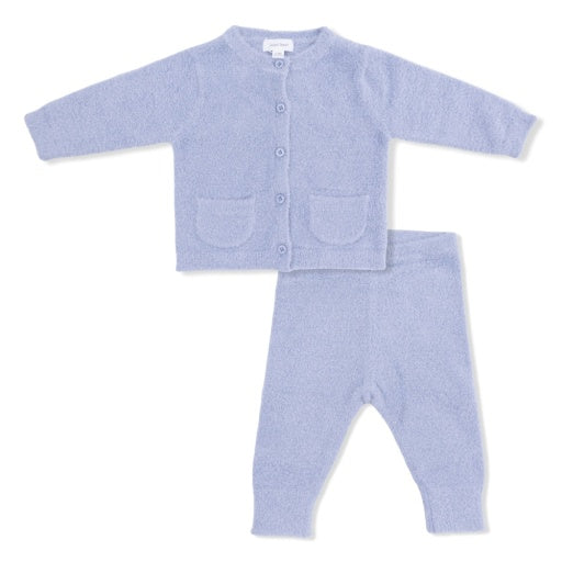 Angel Dear | Chenille Button Down Cardigan 4-Piece Set | Dusty Blue