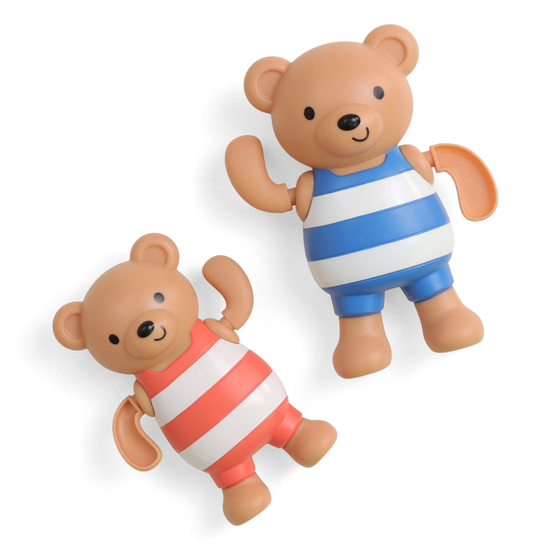 Two Silly Swimmers bath toys shown out of packaging with wind-up paddle arms
