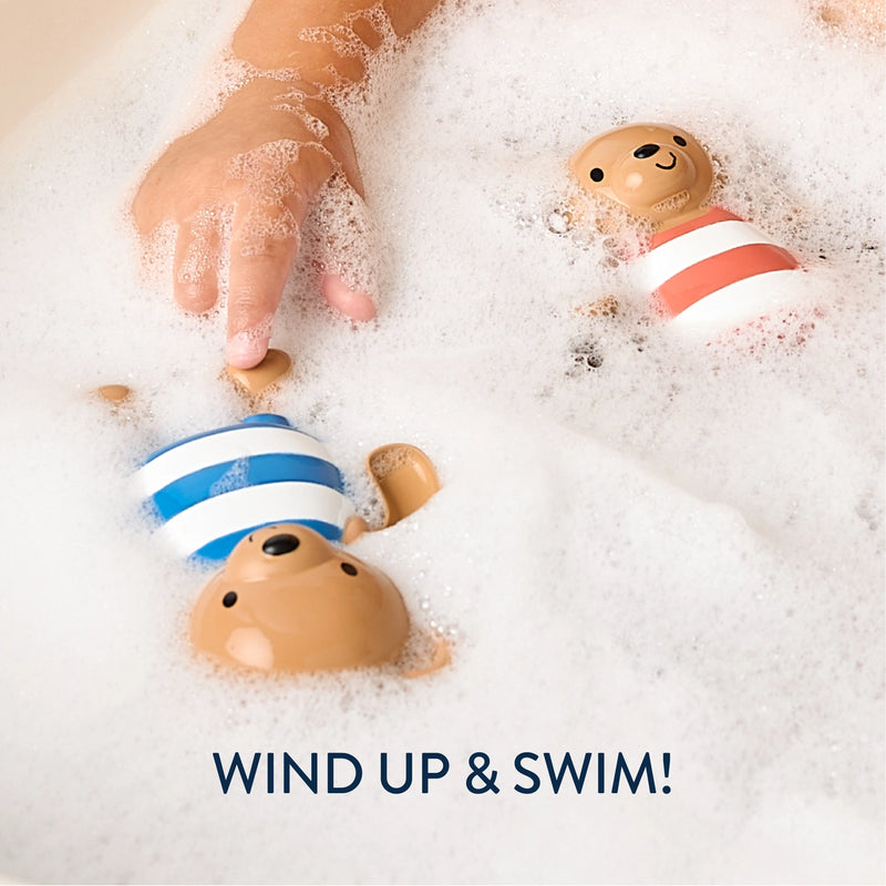 Silly Swimmers bath toy floating and moving through bath water