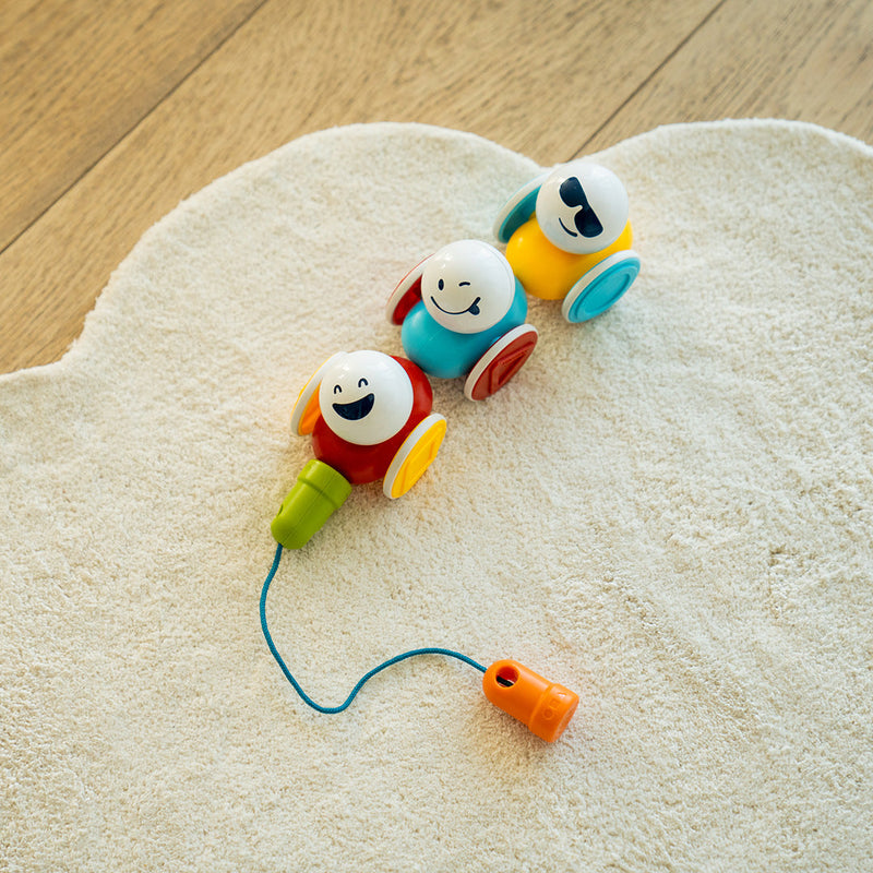 SmartMax My First Wobbly Cars with pull string on a fluffy rug