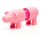 Pink pig-shaped container on a white background