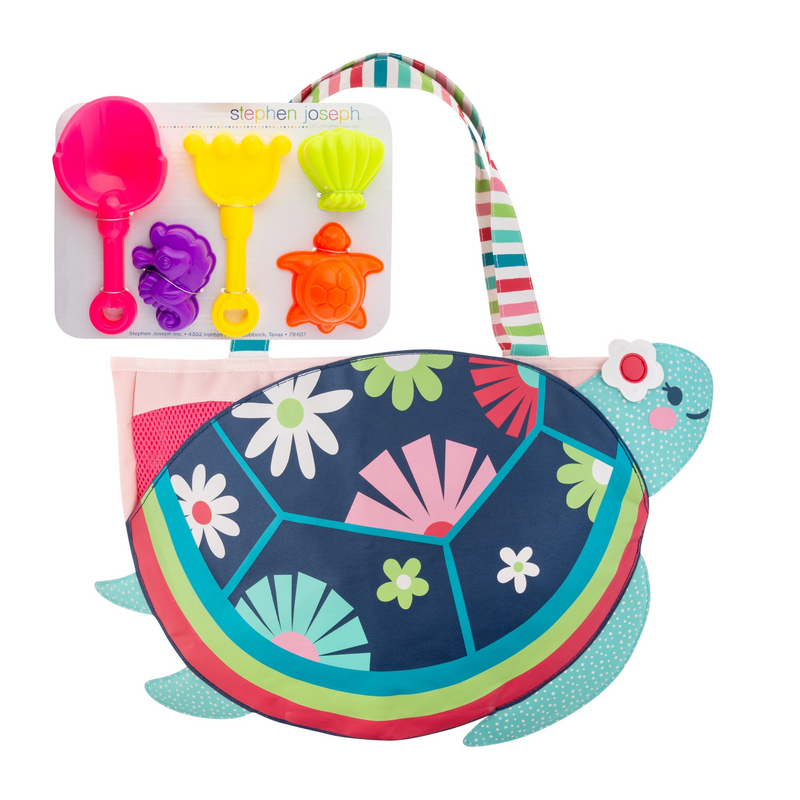 Stephen Joseph Gifts | Beach Tote with Sand Toys Play Set | Turtle