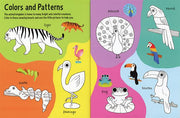 Children's book with illustrations of animals and their names, focusing on colors and patterns.
