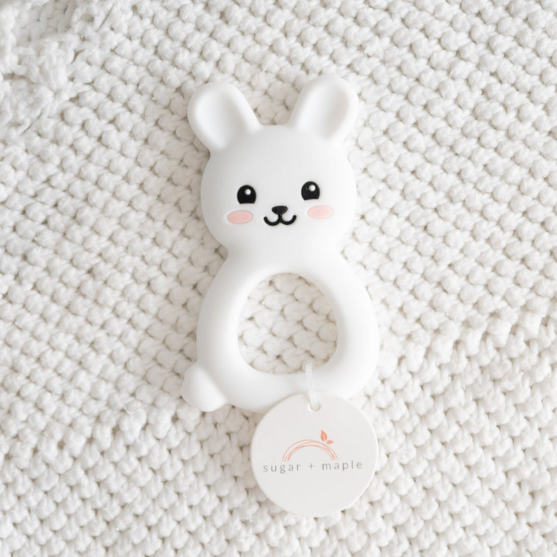 Sugar + Maple | Silicone Teether | White Bunny