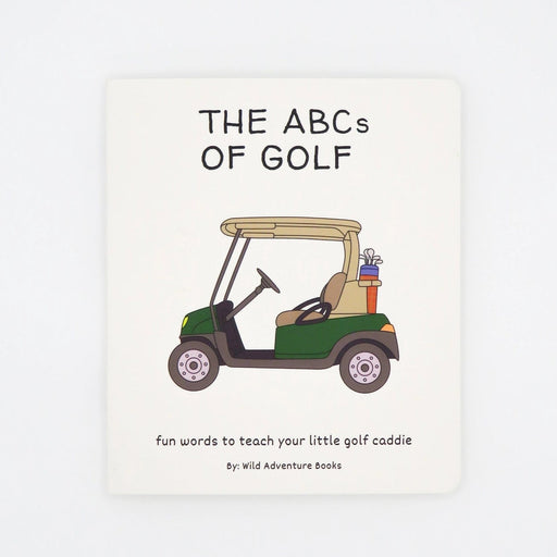 Book cover of 'The ABCs of Golf' with a golf cart illustration on a white background