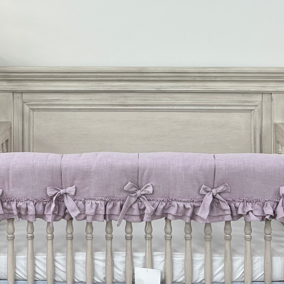 Crib Protector Ruffle Custom Bedding | Crib Rail Cover | Lilac Shabby Linen w/ Ruffle | Floo ...
